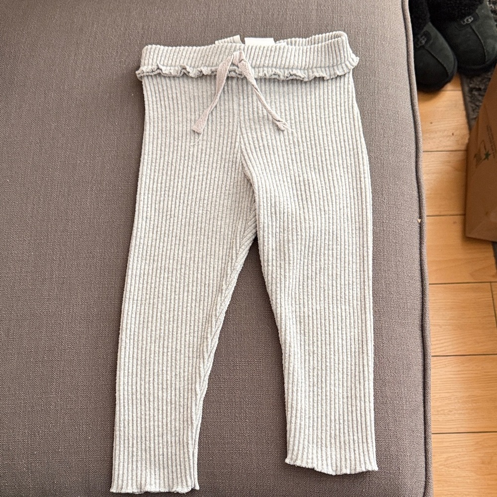 Zara Kids Ribbed Beige Leggings
